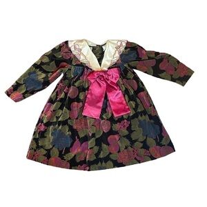 Pebbles & Stones Vintage Velvet Floral Dress Size 4